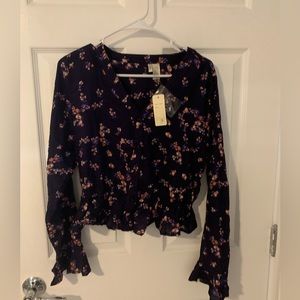 Floral blouse dark blue